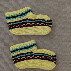 Yellow Striped Knit Kids Handmade socks